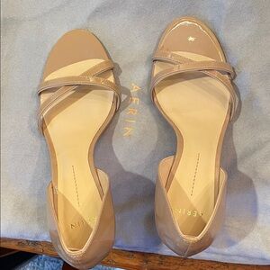 AERIN Nude Patent Leather Sandals
